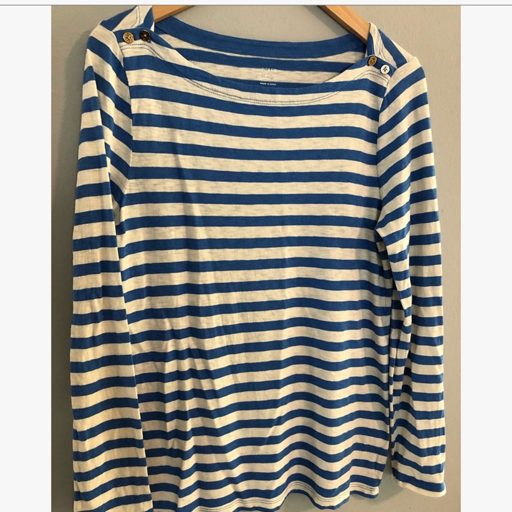 J Crew blue stripe long sleeve basic top